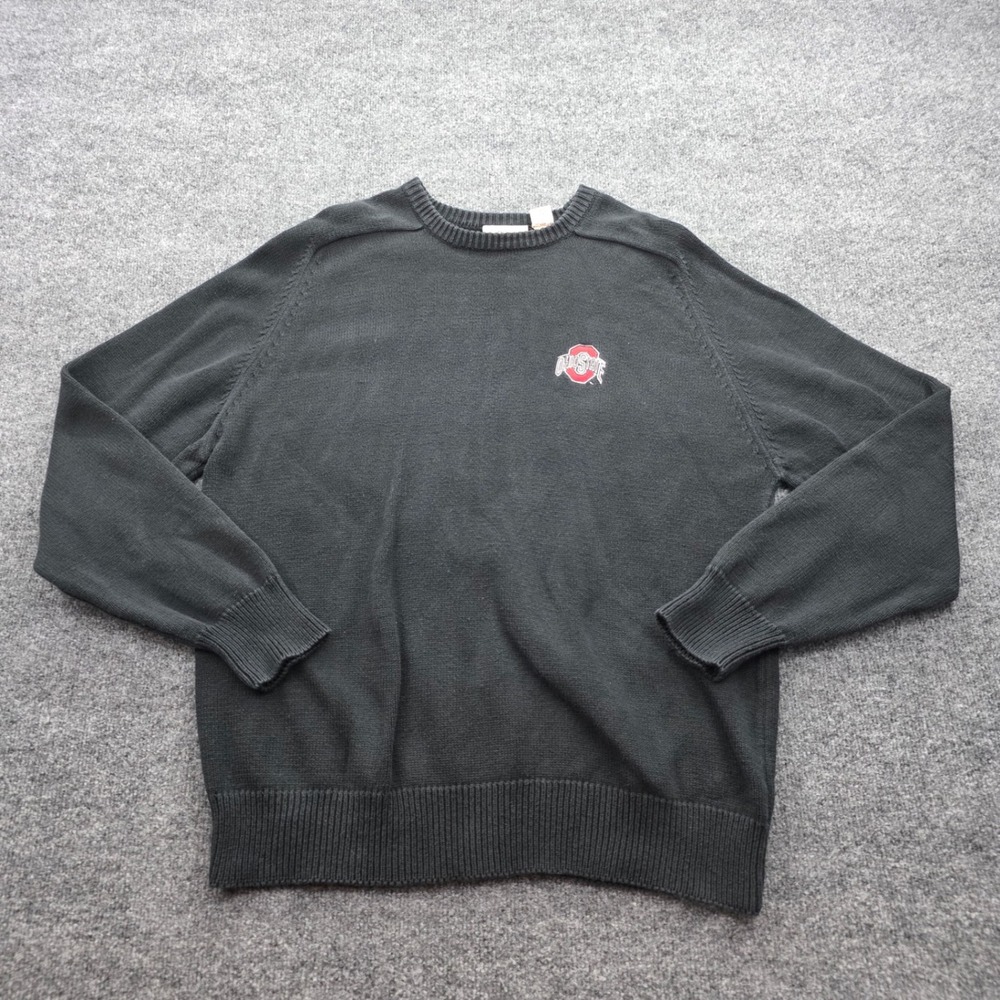 Antigua Vintage Ohio‎ State Buckeyes Sweater Cotton Knit Logo L Black Mens